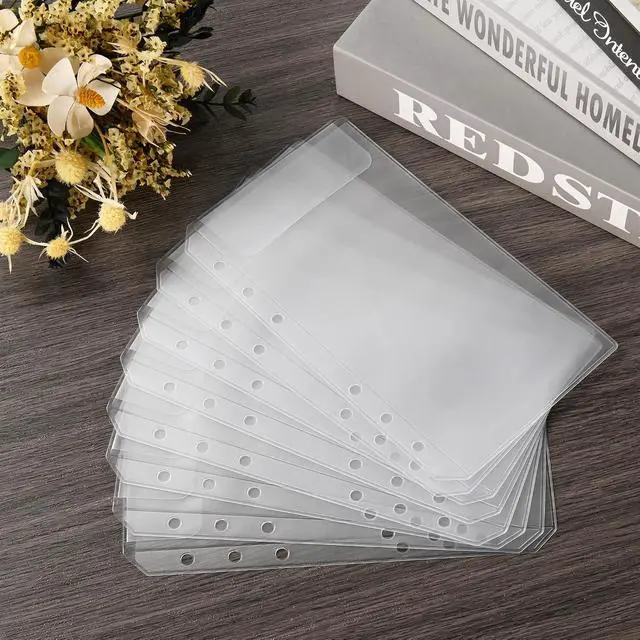 Alt view image 4 of 6 - 12 Pieces A6 Clear Binder Insert Pocket - 6 Hole No Zipper Envelope for Planner, Budgeting, Saving, Financial Record, Document Organization, Journaling, Specimen, Stamp, Photo, and Postcard
