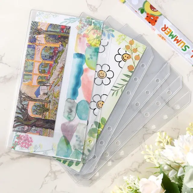 Alt view image 5 of 6 - 12 Pieces A6 Clear Binder Insert Pocket - 6 Hole No Zipper Envelope for Planner, Budgeting, Saving, Financial Record, Document Organization, Journaling, Specimen, Stamp, Photo, and Postcard