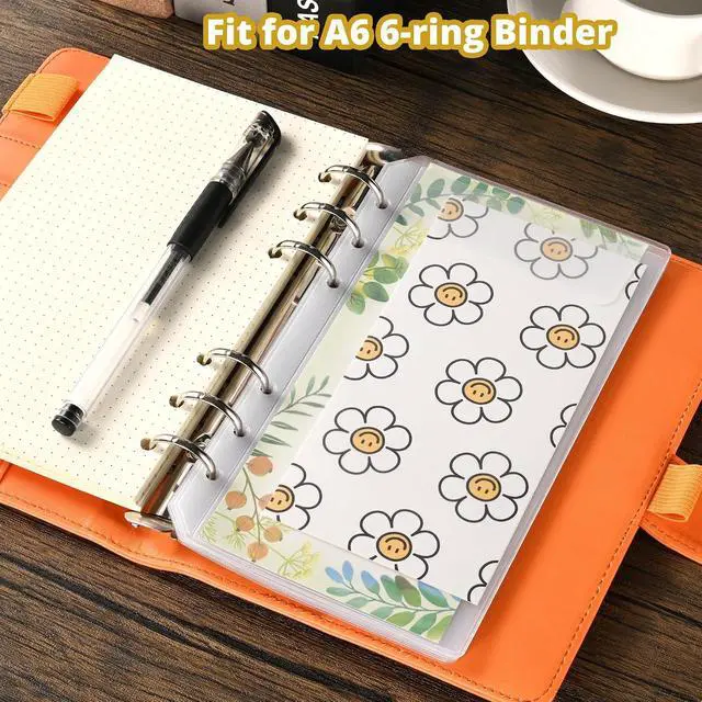 Alt view image 6 of 6 - 12 Pieces A6 Clear Binder Insert Pocket - 6 Hole No Zipper Envelope for Planner, Budgeting, Saving, Financial Record, Document Organization, Journaling, Specimen, Stamp, Photo, and Postcard