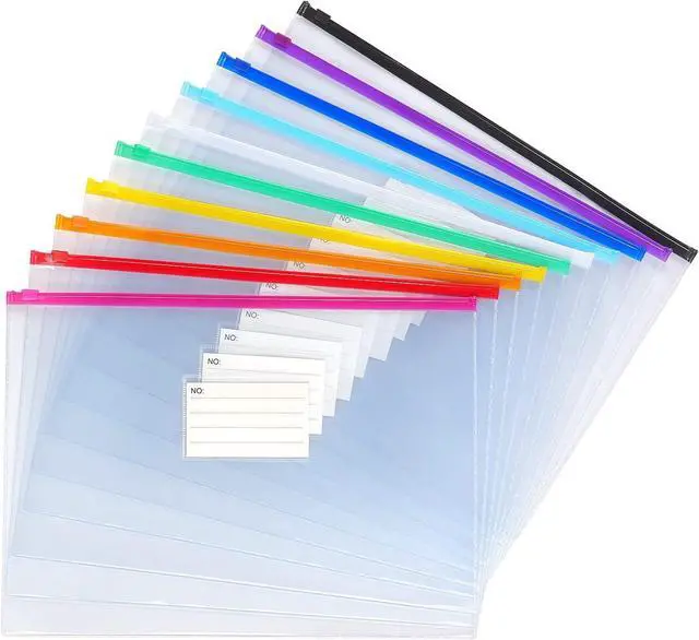 Main image of Tamaki 10 Pack Plastic Envelope, Files Zipper Folders, 13 x 9.25 Inch