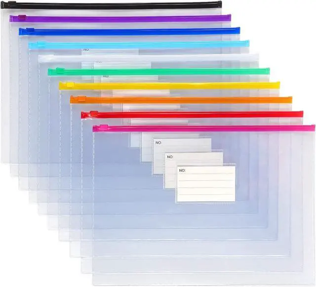 Alt view image 2 of 7 - Tamaki 10 Pack Plastic Envelope, Files Zipper Folders, 13 x 9.25 Inch
