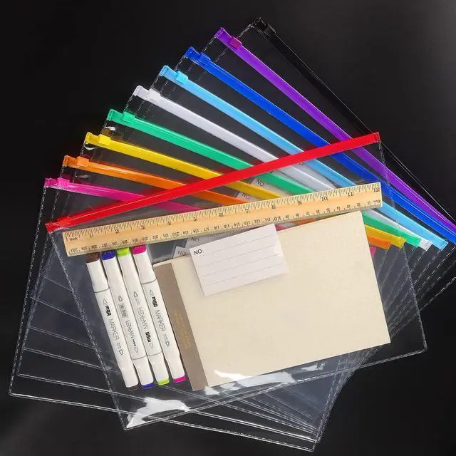 Alt view image 6 of 7 - Tamaki 10 Pack Plastic Envelope, Files Zipper Folders, 13 x 9.25 Inch