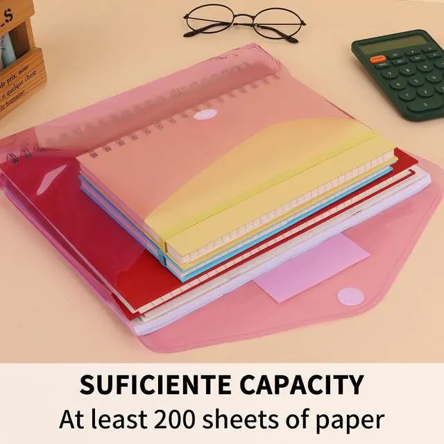 Alt view image 3 of 7 - EOOUT 12pcs Plastic Envelopes Poly Envelopes, Hook & Loop Closure File Folders, A4 Size File Envelopes with Label Pocket for School and Office Supplies