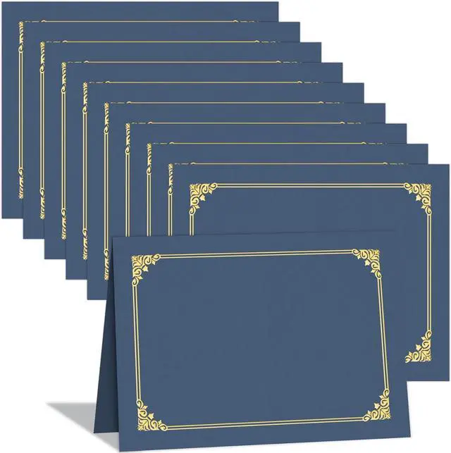 Main image of HAUTOCO 10 Pack Certificate Holders, Navy Blue Diploma Holders, Document Award Covers Certificate Folders with Gold Foil Border for 8.5x11 Letter Size