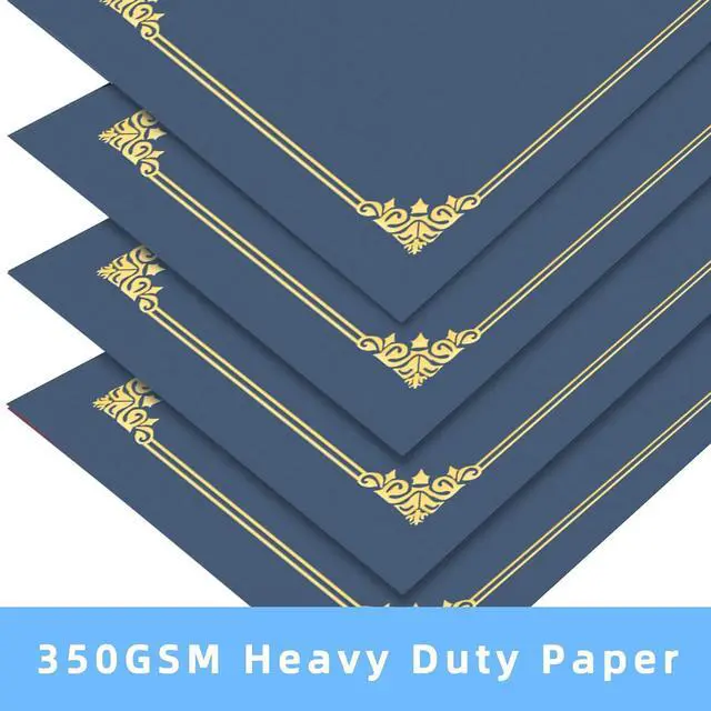 Alt view image 4 of 7 - HAUTOCO 10 Pack Certificate Holders, Navy Blue Diploma Holders, Document Award Covers Certificate Folders with Gold Foil Border for 8.5x11 Letter Size