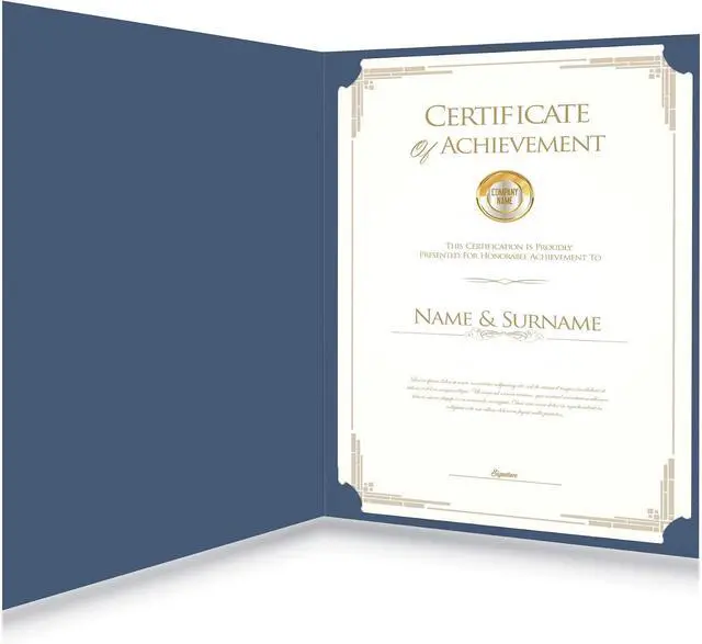 Alt view image 7 of 7 - HAUTOCO 10 Pack Certificate Holders, Navy Blue Diploma Holders, Document Award Covers Certificate Folders with Gold Foil Border for 8.5x11 Letter Size