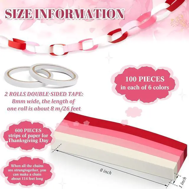 Alt view image 3 of 6 - Lincia 600 Sheet Paper Chain Garland Strips, Pink Gradient