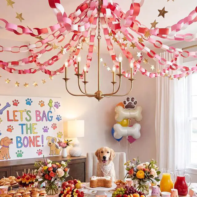 Alt view image 5 of 6 - Lincia 600 Sheet Paper Chain Garland Strips, Pink Gradient