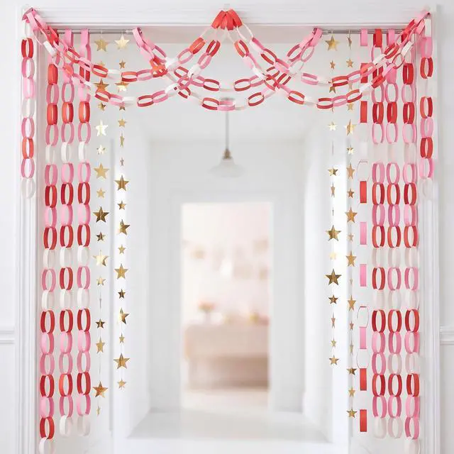 Alt view image 6 of 6 - Lincia 600 Sheet Paper Chain Garland Strips, Pink Gradient