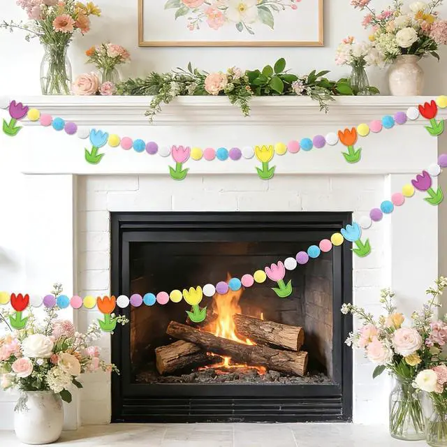 Alt view image 4 of 7 - Jansun 8.2 FT 3D Spring Colorful Tulip Floral Felt Pre-Strung Garland