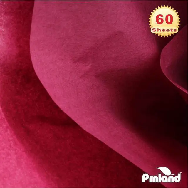 Alt view image 3 of 7 - PMLAND Premium Quality Gift Wrapping Paper - Burgundy Color - 20 Inches x 26 Inches 60 Sheets