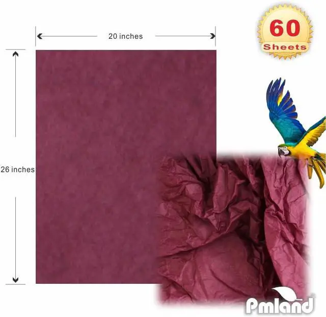 Alt view image 4 of 7 - PMLAND Premium Quality Gift Wrapping Paper - Burgundy Color - 20 Inches x 26 Inches 60 Sheets