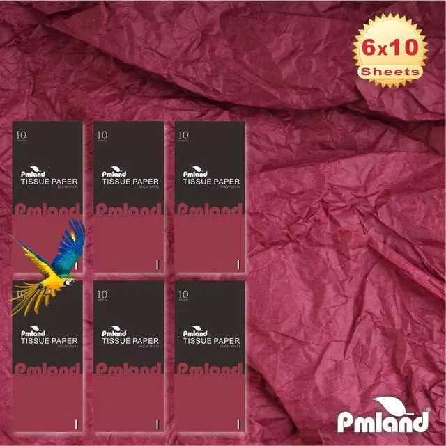 Alt view image 6 of 7 - PMLAND Premium Quality Gift Wrapping Paper - Burgundy Color - 20 Inches x 26 Inches 60 Sheets