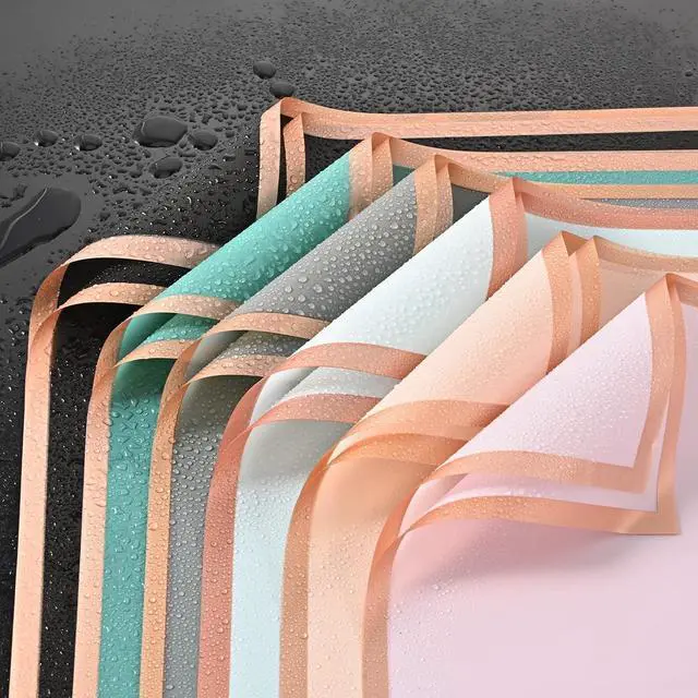 Alt view image 5 of 7 - GlyinnHe 20 Sheet 10 Colors Gold Edge Flower Wrapping Paper, 22.8 x 22.8 Inches, Waterproof, Floral Design, Perfect for Gift Wrapping, Birthdays, Weddings, and More