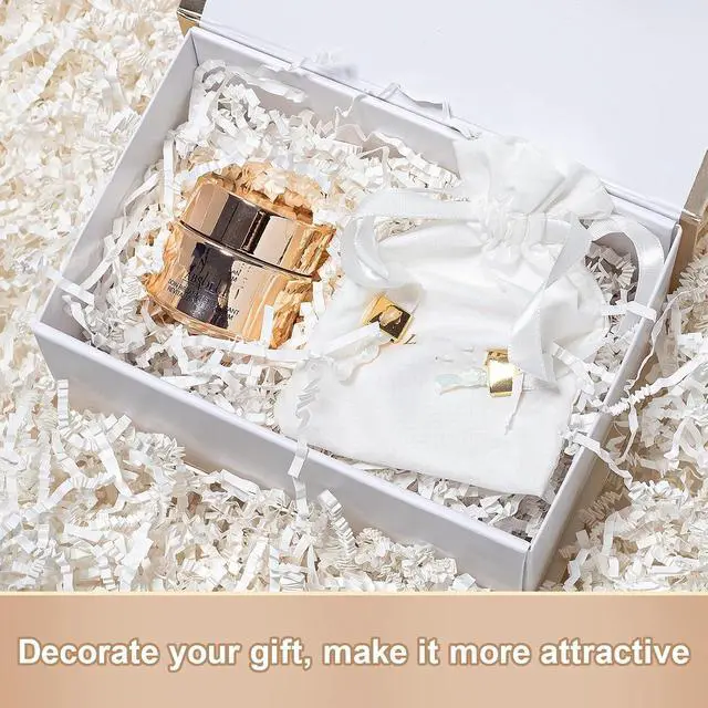 Alt view image 2 of 4 - Wowxyz 1 LB Crinkle Cut Paper Shred White Crinkle Shredded Paper for Gift Baskets - Gift Box Bag Filler - Confetti Stuffing for Birthday, Holiday Present Packaging Wrapping