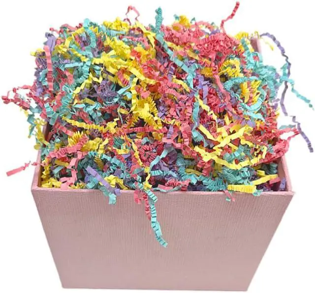 Alt view image 2 of 5 - Crinkle Cut Paper Shred - 5.3 oz Fluffy Gift Box Filler, Basket Stuffing for Christmas, Wedding, Birthday | Decorative Packing Grass, Party Decorations (Fiesta Blend)