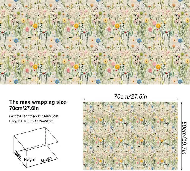 Alt view image 2 of 7 - Dtiafu Wildflower Wrapping Paper Vintage Floral Style Gift Wrap Paper Bulk Retro Emobroedery Art Paper for Women Girls Birthday Wedding Baby Shower, 20 X 28 Inch, Folded Flat (6 Sheet Recyclable)