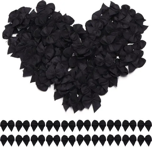 Main image of Black Cute Mini Bows 1" Premade Small Ribbon Bows for Crafts
