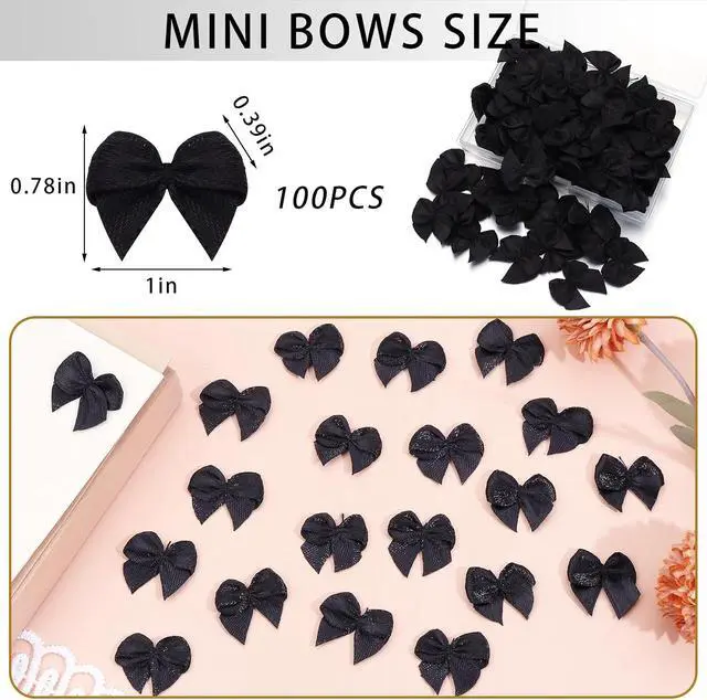 Alt view image 2 of 7 - Black Cute Mini Bows 1" Premade Small Ribbon Bows for Crafts