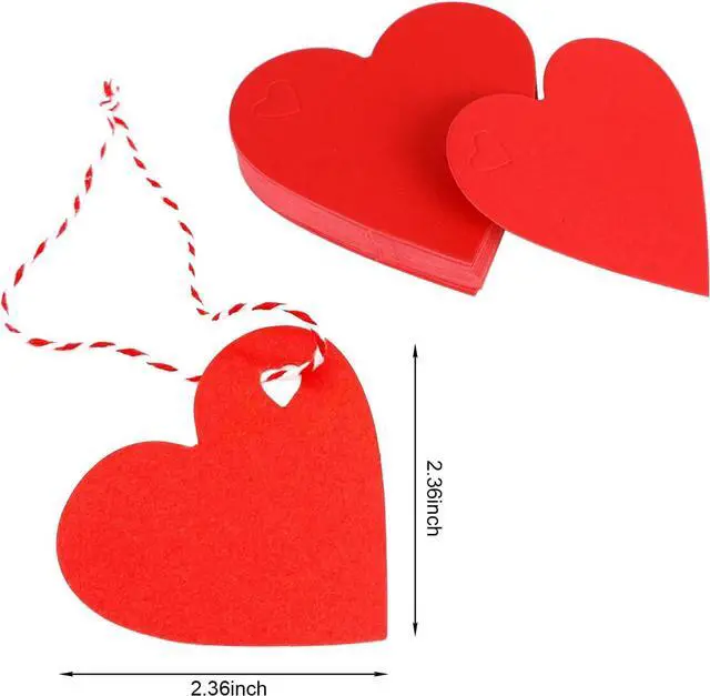 Alt view image 2 of 5 - DIYASY Red Heart Gift Tags,100 Pcs Kraft Paper Hanging Tags with String for Gift Wrapping
