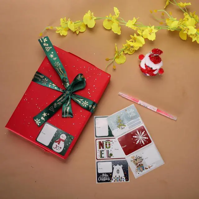 Alt view image 5 of 6 - SUNCOLOR Christmas Gift Tags, 500 Count, 3x2 Inch Self-Adhesive Labels, 6 Festive Designs, to-from Format for Holiday Present Wrapping and Gift Exchange
