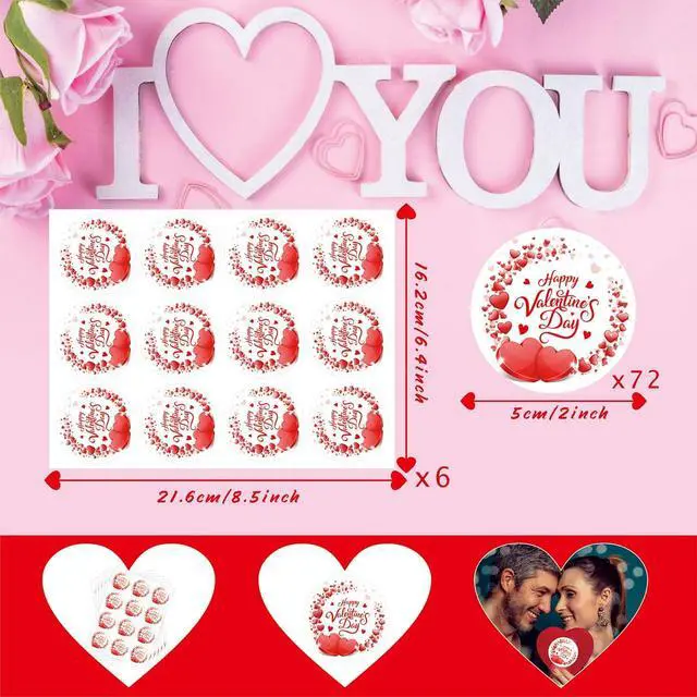 Alt view image 2 of 7 - Valentine's Day Gift Stickers 72pcs Valentine's Day Tags Sticker for Love Letters Sealing Gift Wrapping Signature Decoration
