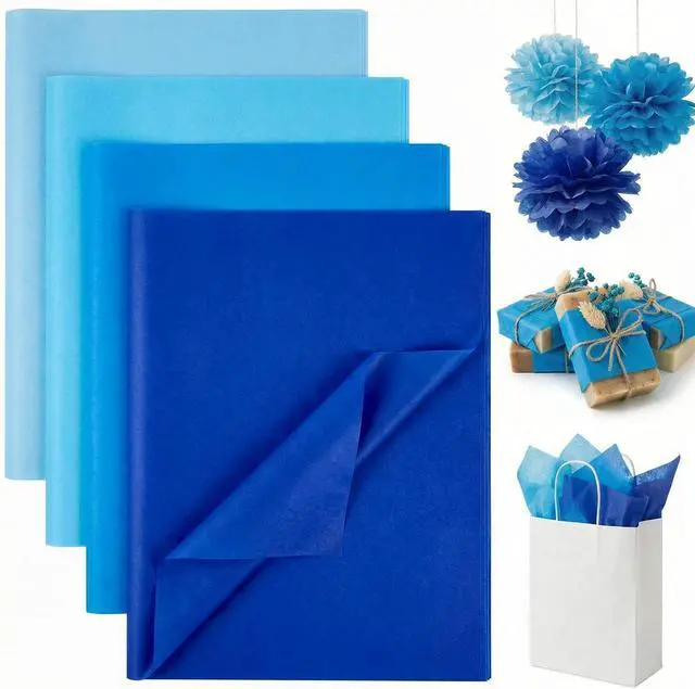 Main image of Koogel Blue Tissue Paper 320 Sheets, 14 X 10 inch 4 Colors for Gift Bags