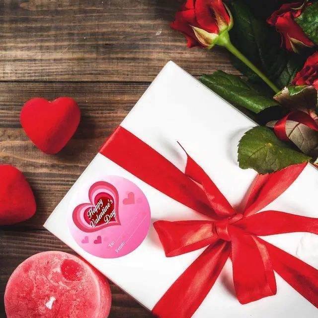 Alt view image 4 of 7 - Happy Valentine's Day Stickers, 60PCS 2Inch Round Pink Heart Cute Valentines Day Tag Stickers for Wrapping Paper, Card