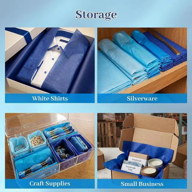 Alt view image 7 of 7 - Koogel Blue Tissue Paper 320 Sheets, 14 X 10 inch 4 Colors for Gift Bags