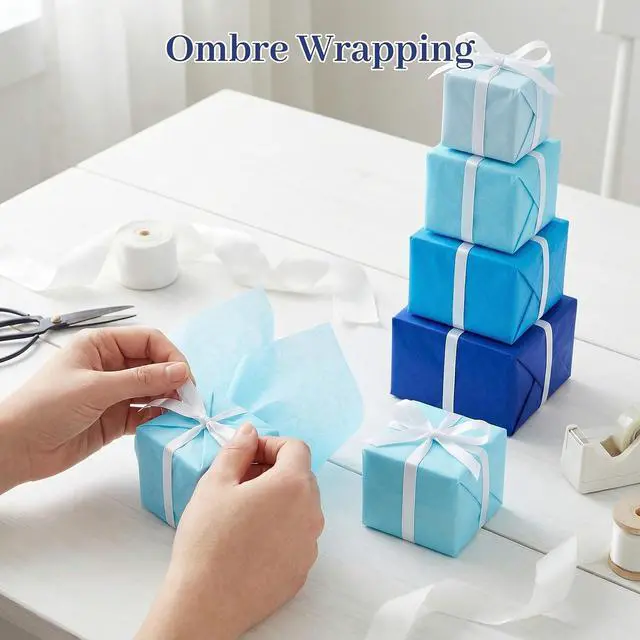 Alt view image 6 of 7 - Koogel Blue Tissue Paper 320 Sheets, 14 X 10 inch 4 Colors for Gift Bags