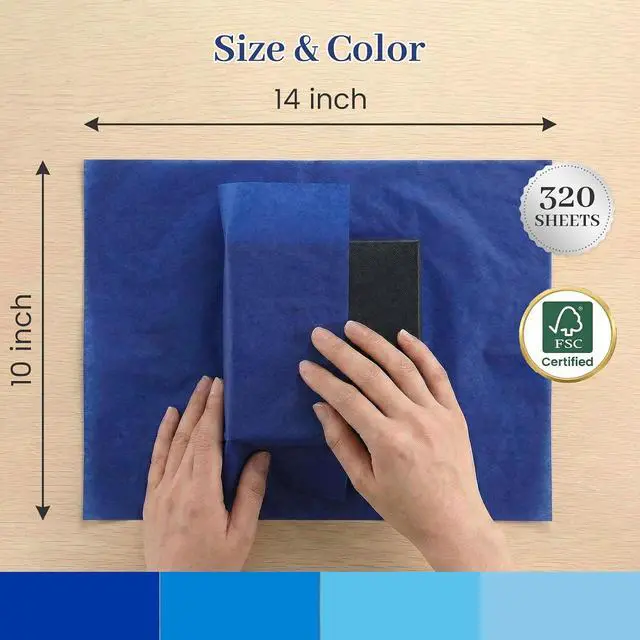 Alt view image 5 of 7 - Koogel Blue Tissue Paper 320 Sheets, 14 X 10 inch 4 Colors for Gift Bags