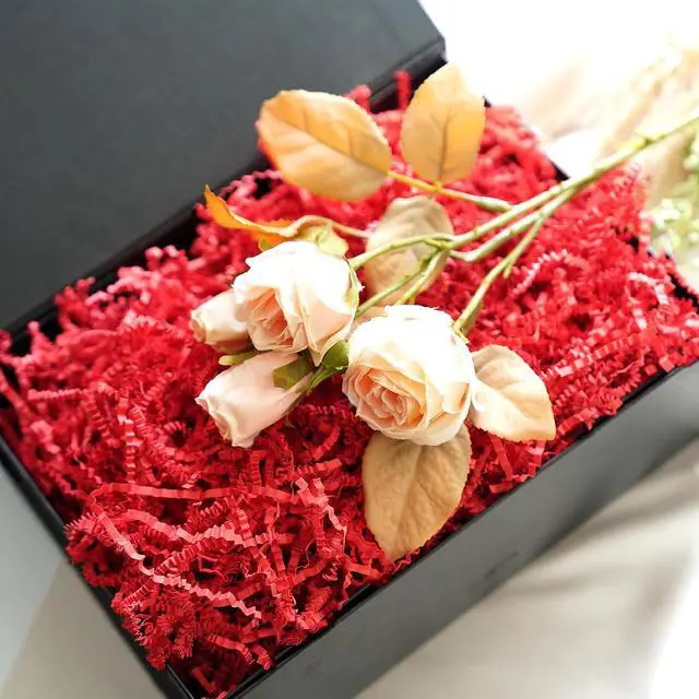Alt view image 3 of 4 - Bobobag - 4oz Crinkle Cut Paper Shred Filler Recyclable Gift Wrap Confetti Raffia Grass Shred Paper for Easter Baskets Filler Creative Eggs Decor (Red)