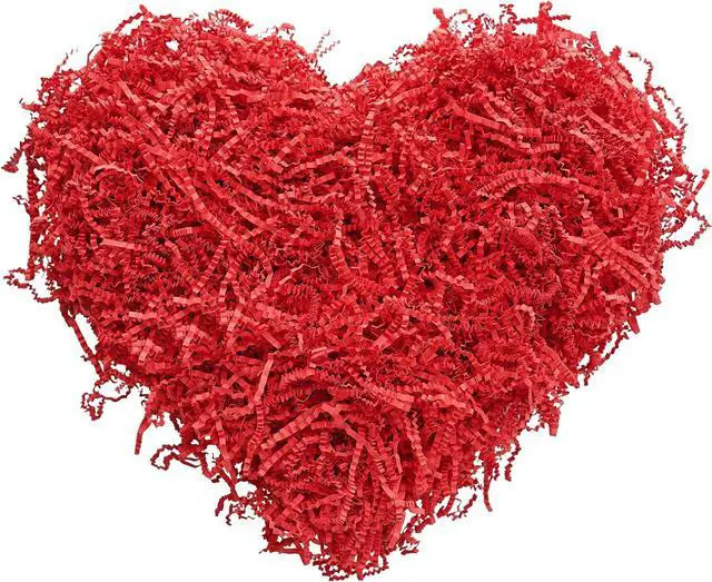 Main image of Bobobag - 4oz Crinkle Cut Paper Shred Filler Recyclable Gift Wrap Confetti Raffia Grass Shred Paper for Easter Baskets Filler Creative Eggs Decor (Red)