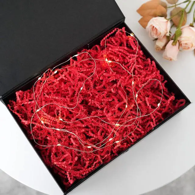 Alt view image 2 of 4 - Bobobag - 4oz Crinkle Cut Paper Shred Filler Recyclable Gift Wrap Confetti Raffia Grass Shred Paper for Easter Baskets Filler Creative Eggs Decor (Red)