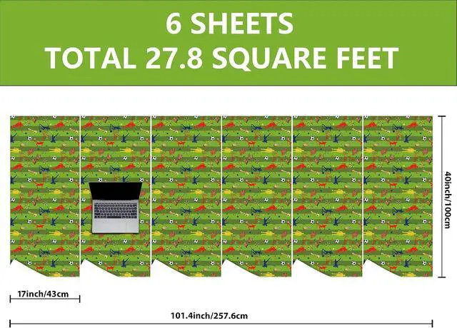 Alt view image 6 of 7 - Altarho Soccer Wrapping Paper Roll for Kids Girls Women - Green Grassy Football Sport Design Gift Wrap for Birthday Baby Shower Xmas Holiday Total 28.5sq.ft