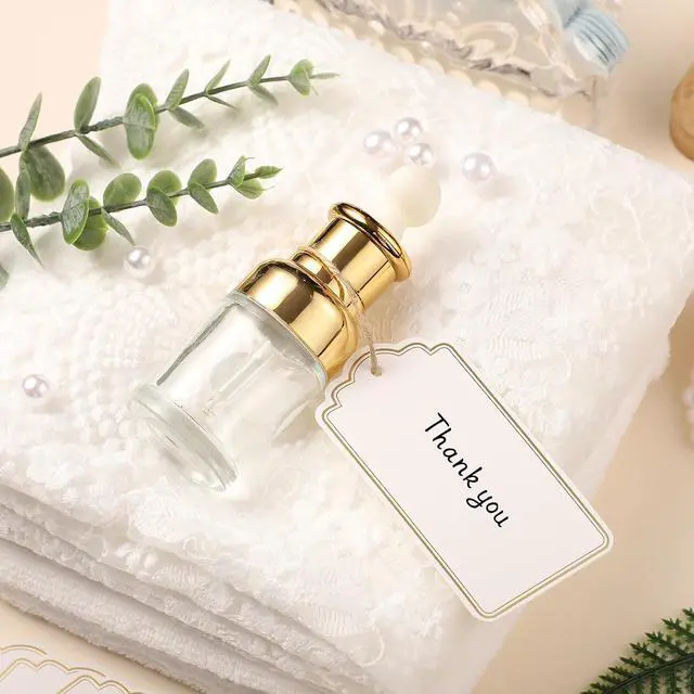 Alt view image 7 of 7 - 120 PCS Tags with String 3.5''×2'' Gold Foil Metallic Gift Tags