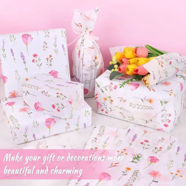 Alt view image 3 of 7 - CCINEE 50 Sheets Floral Tissue Paper, 14x20 Inch Spring Wildflower Gift Wrapping Tissue Paper for Gift Bags Bouquet Wrapping DIY Crafts Box Fillers Wedding Birthday Party Decorations