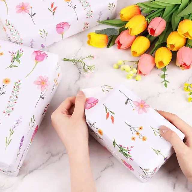 Alt view image 4 of 7 - CCINEE 50 Sheets Floral Tissue Paper, 14x20 Inch Spring Wildflower Gift Wrapping Tissue Paper for Gift Bags Bouquet Wrapping DIY Crafts Box Fillers Wedding Birthday Party Decorations