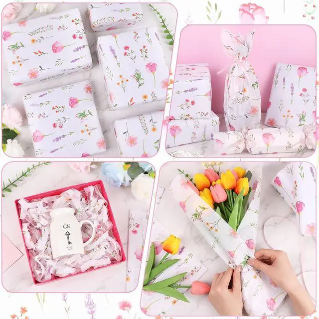 Alt view image 5 of 7 - CCINEE 50 Sheets Floral Tissue Paper, 14x20 Inch Spring Wildflower Gift Wrapping Tissue Paper for Gift Bags Bouquet Wrapping DIY Crafts Box Fillers Wedding Birthday Party Decorations