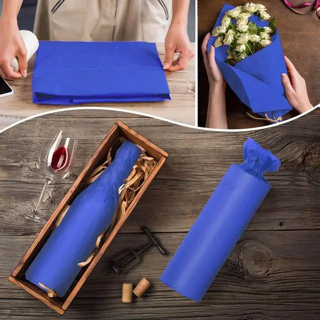 Alt view image 3 of 7 - 100 Sheets Blue Tissue Paper Artdly 14 x 20 Inches Blue Wrapping Paper Bulk for Weddings Birthday DIY Project Christmas