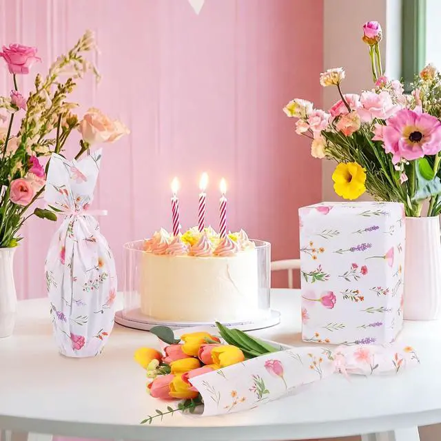 Alt view image 6 of 7 - CCINEE 50 Sheets Floral Tissue Paper, 14x20 Inch Spring Wildflower Gift Wrapping Tissue Paper for Gift Bags Bouquet Wrapping DIY Crafts Box Fillers Wedding Birthday Party Decorations