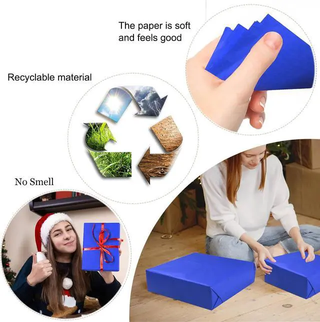 Alt view image 5 of 7 - 100 Sheets Blue Tissue Paper Artdly 14 x 20 Inches Blue Wrapping Paper Bulk for Weddings Birthday DIY Project Christmas