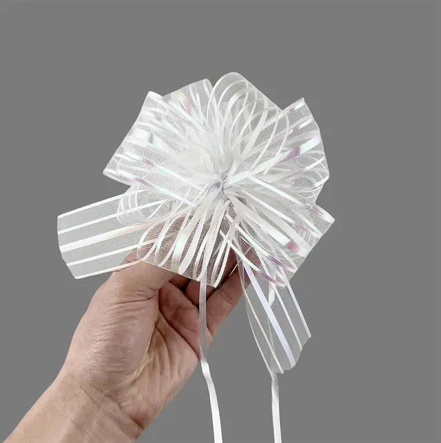 Alt view image 2 of 4 - 8 Pcs 6 Inches Large Pull Bows, Bow for Gift Wrapping,Gift Bows for Presents (White)