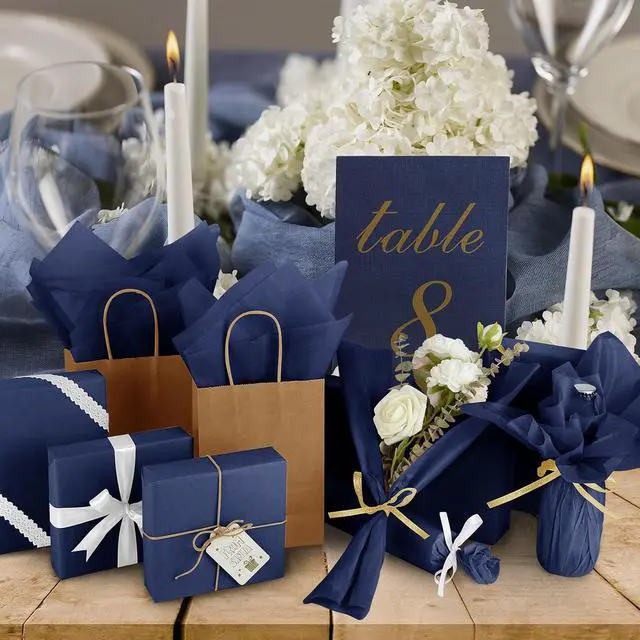 Alt view image 6 of 7 - CHRORINE 60 Sheets Navy Blue Tissue Paper Art Gift Wrapping Tissue Paper Bulk for DIY Crafts Decor Birthday Holiday Boys Party 20 x 14.5 inches