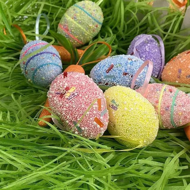 Alt view image 2 of 7 - Hikkcos 1/2 LB Easter Green Grass Large Pack Green Raffia Grass Recyclable Shred Paper for Gift Basket Filler Easter Party Decoration Wrapping Basket Filling