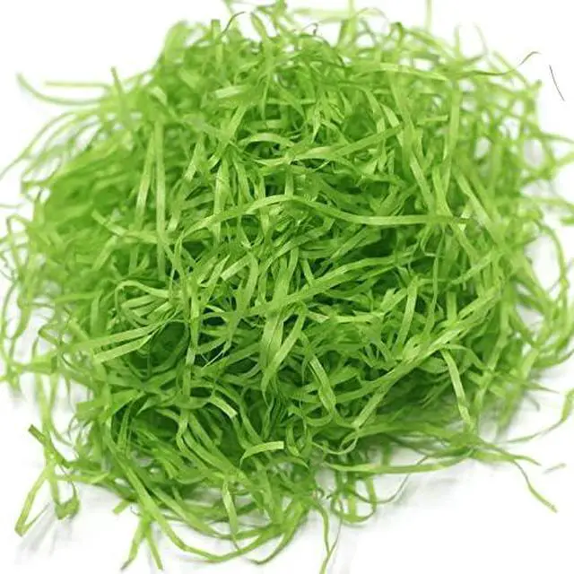 Alt view image 7 of 7 - Hikkcos 1/2 LB Easter Green Grass Large Pack Green Raffia Grass Recyclable Shred Paper for Gift Basket Filler Easter Party Decoration Wrapping Basket Filling