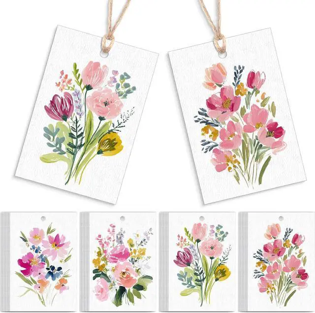 Main image of AmazingSpark 50 Set Gift Tags with String, Summer, Watercolor