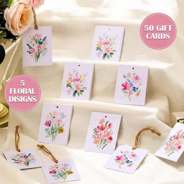 Alt view image 4 of 7 - AmazingSpark 50 Set Gift Tags with String, Summer, Watercolor