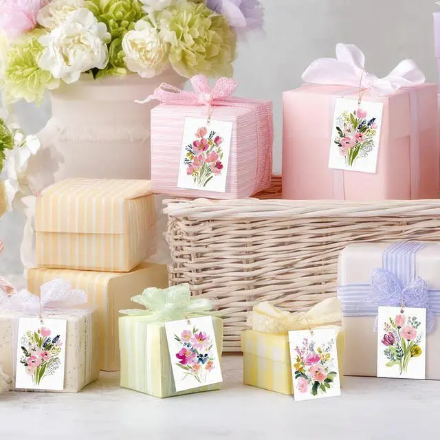 Alt view image 3 of 7 - AmazingSpark 50 Set Gift Tags with String, Summer, Watercolor