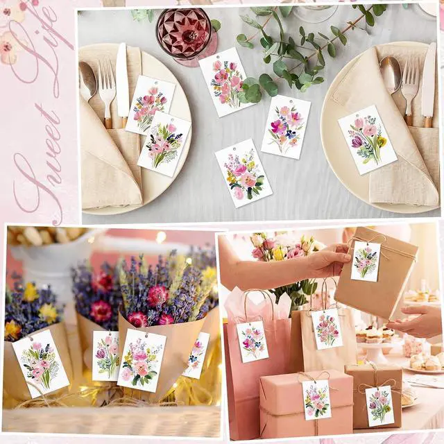 Alt view image 6 of 7 - AmazingSpark 50 Set Gift Tags with String, Summer, Watercolor